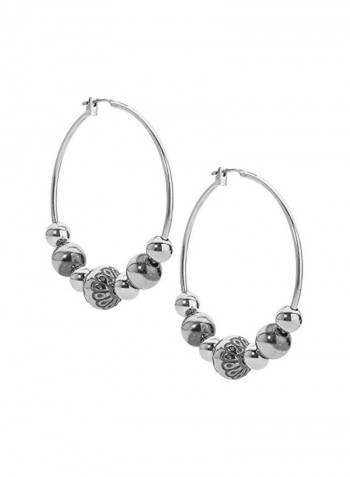 925 Sterling Silver Native Pearl Studded Hoop Earrings
