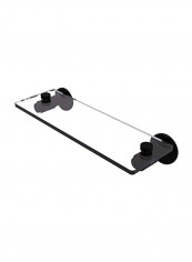 Tribecca Collection Vanity Beveled Edges Glass Shelf Matte Black 16inch
