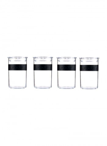 4-Piece Presso Storage Jar Set Clear/Black 250ml