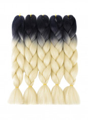 5-Piece Synthetic Ombre Kanekalon Braids Hair Extension Black/Blonde 24inch