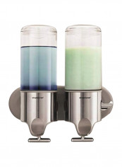 Dual Wall Mount Soap Dispensers Silver/Clear 500ml