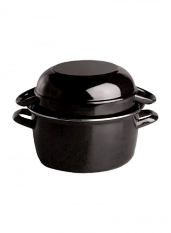 Enamel Steel Mussel Pot Black