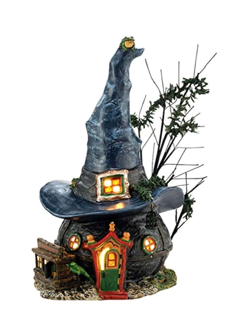 Snow Village Halloween Witch And Frogs Witchcraft Haunt Lit House Black/Green/Red 5.91inch