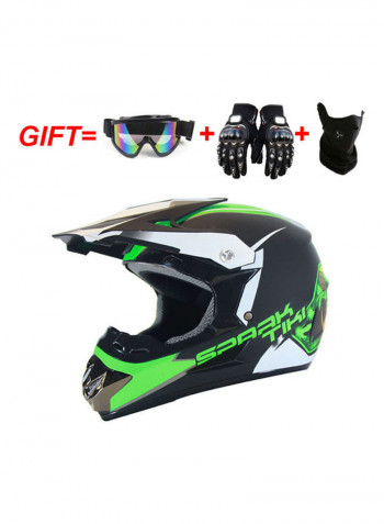 5-Piece Full-Face Off-Road Motorcycle Helmet And Accessories Set 37x37x37cm