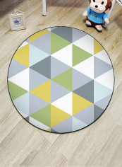 Triangle Pattern Round Shaped Door Mat Multicolour 140x140centimeter