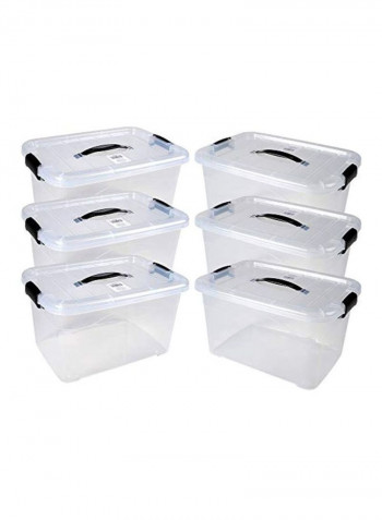 6-Piece Lock And Roll Storage Tubs Clear/Black 14x8.5x11inch