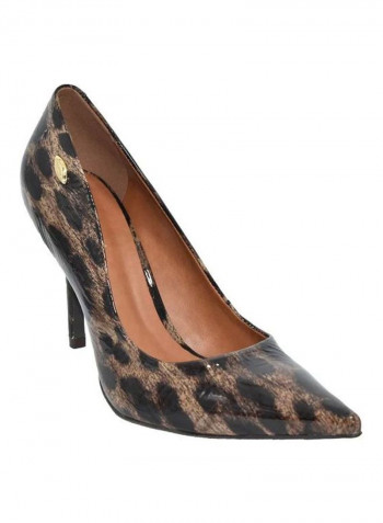 Tiger Printed Pointed Toe Pumps Black/Brown