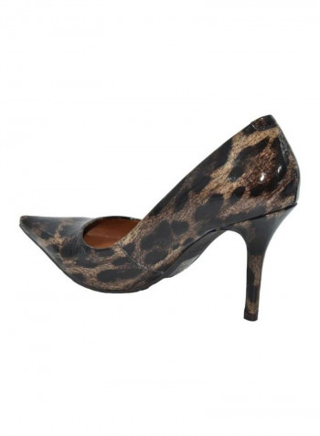 Tiger Printed Pointed Toe Pumps Black/Brown