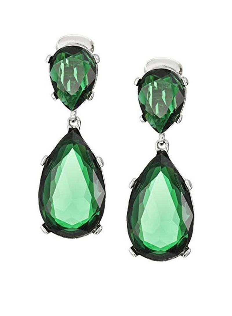 Emerald Studded Teardrop Earrings