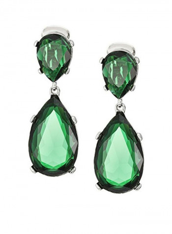 Emerald Studded Teardrop Earrings
