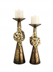 Set Of 2- Virgo Orchid Golden Candle Holder Golden Brown 16X4.5X4.5inch