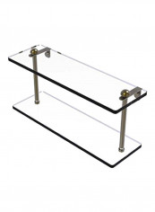 2-Tier Wall Mounted Shelf Gold/Clear 16inch