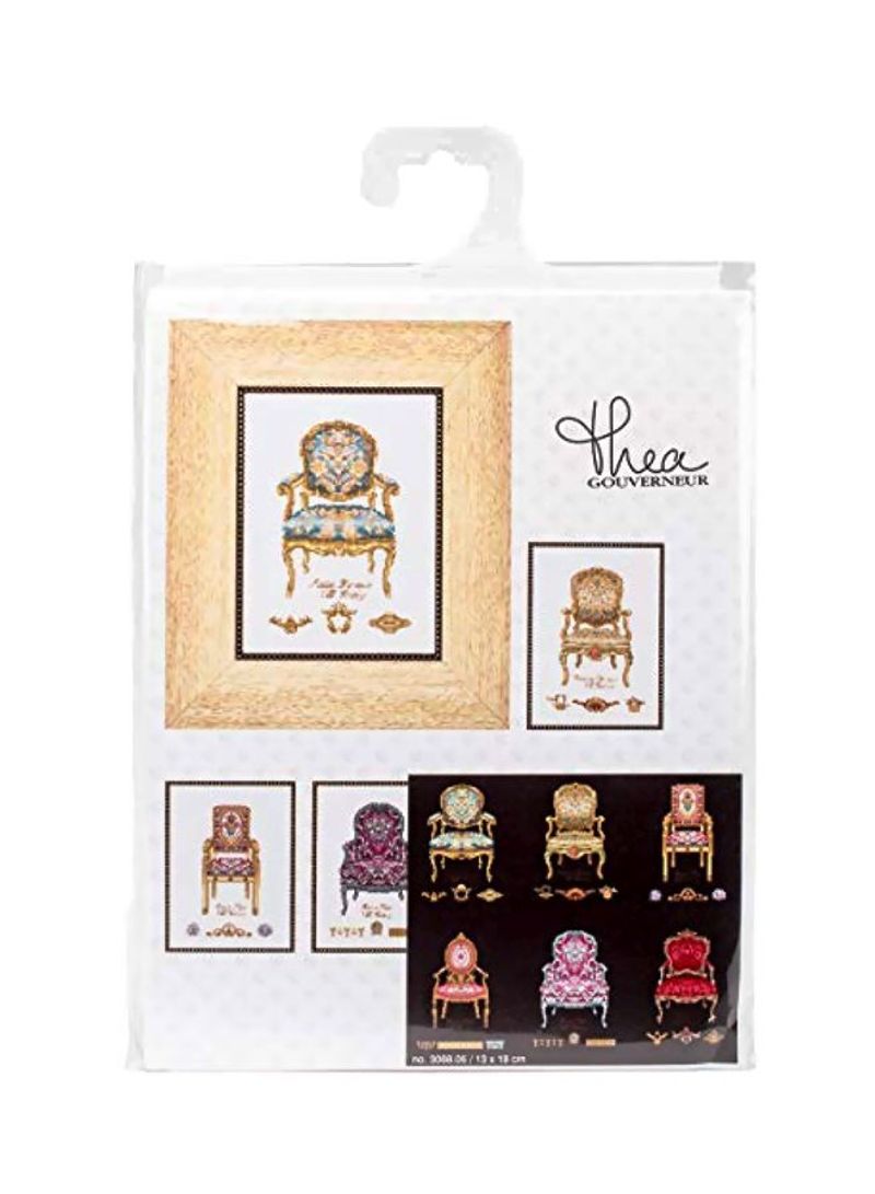 SixChairs Counted Cross Stitch Kit Beige/Blue/Brown