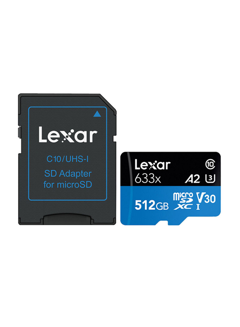 Micro SDXC Class10 Memory Card With Adapter 512GB Blue/Black