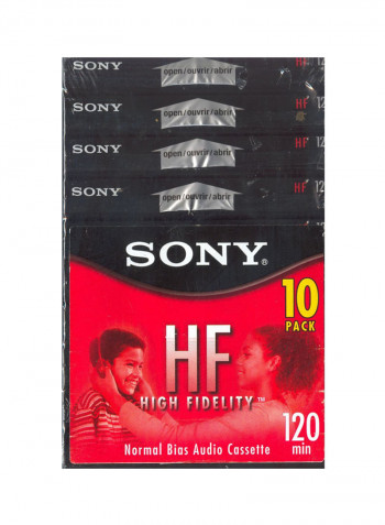 Pack Of 10 HF Cassette Tape Set C120HFL Black