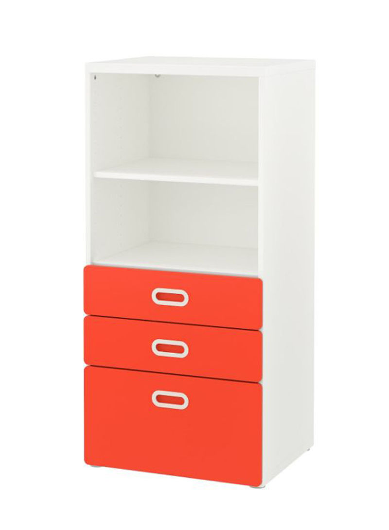 Bookcase With Drawers White/Red 60 x 50 x 128centimeter