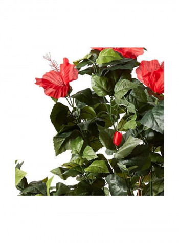 Artificial Hibiscus Flower Tree Red/Green/Brown 4feet