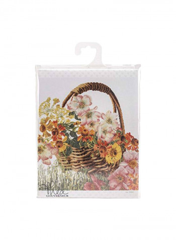 Flower Basket Counted Cross Stitch Kit Pink/Orange/Yellow
