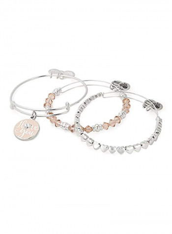 3-Piece I Love You Silver Plated Charm Bracelet