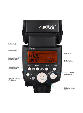 Wireless Master Slave Flash Speedlite GN58 Ultrafast Charging Recycle System Supports USB Firmware Upgrade Black/Orange/White