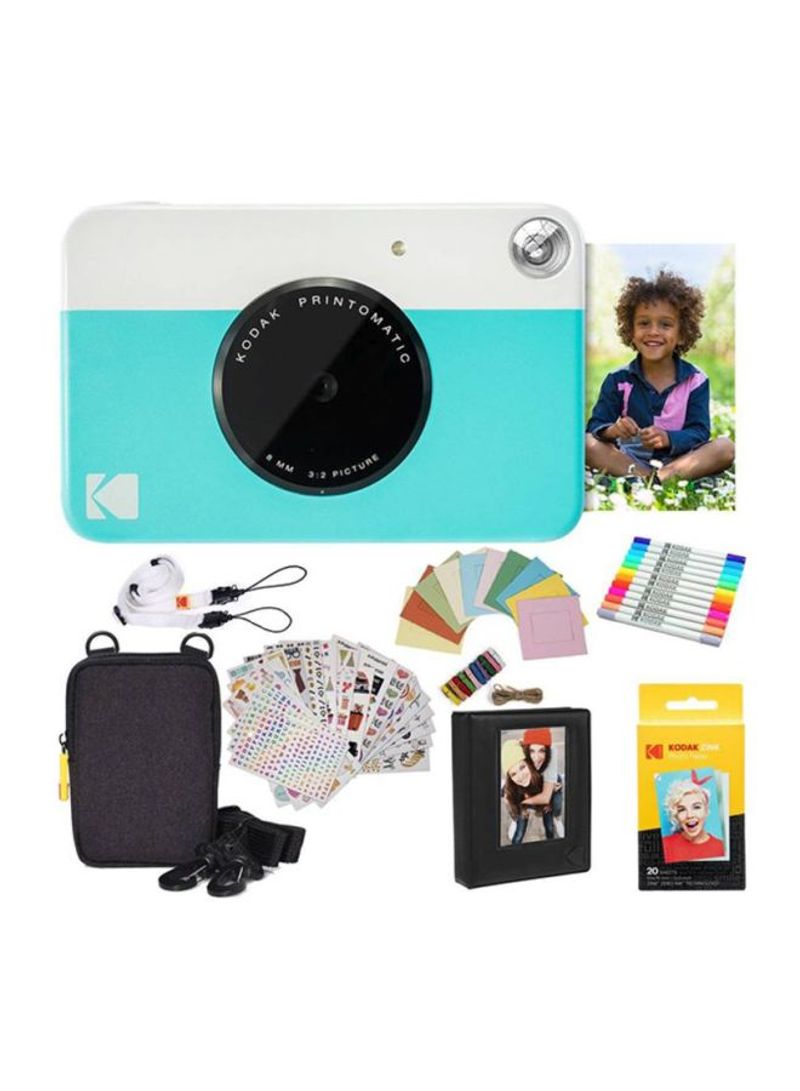 Printomatic Instant Print Camera 10MP Blue And Accessory Bundle