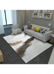 Modern Print Anti-Skidding Abrasion Resistance Simple Rug White/Black/Brown 140 x 200cm