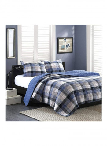 2-Piece Quilt Set Blue/Black/White Queen