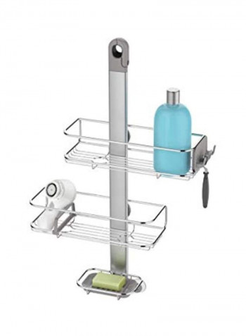 Adjustable Bath Organizer Silver 14.9x33.7x70.1centimeter