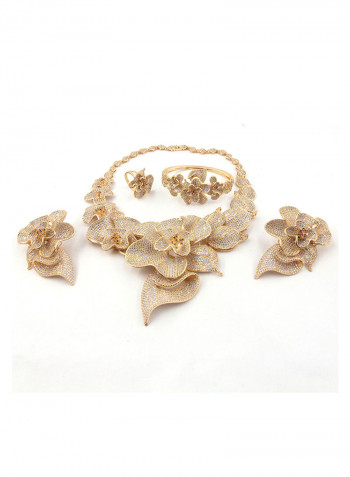 4-Piece Gold Plated Luxury Zircon Big Set