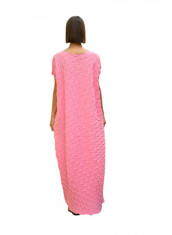 Casual Pleat short sleeve Dress Pink