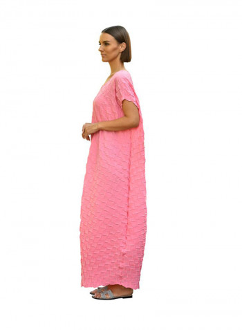 Casual Pleat short sleeve Dress Pink