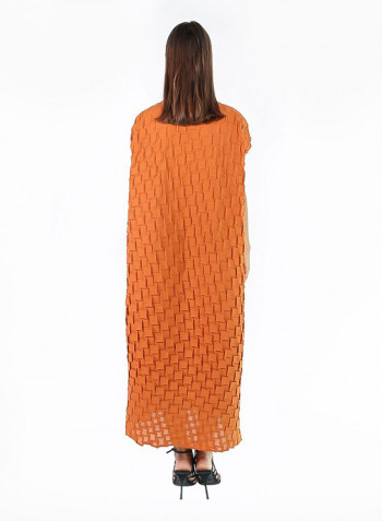 Casual Pleat short_sleeve maxi Dress Brown