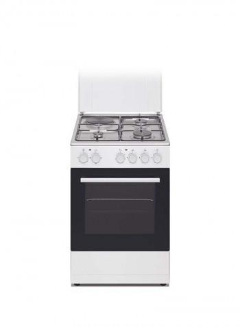 Gas & Electric Cooker White 50X50 3 Gas Burners 1 Hot Plate Electric Oven Enamel Grids Lid Stainless Steel Top NGC5300 White