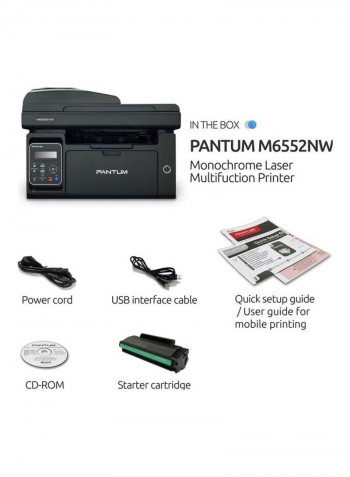 Monochrome Laser Printer With Wireless Function 16.42x12.01x11.85inch Black