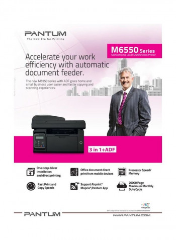 Monochrome Laser Printer With Wireless Function 16.42x12.01x11.85inch Black