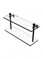 Mambo Collection Two-Tiered Glass Shelf Clear/Matte Black 16inch