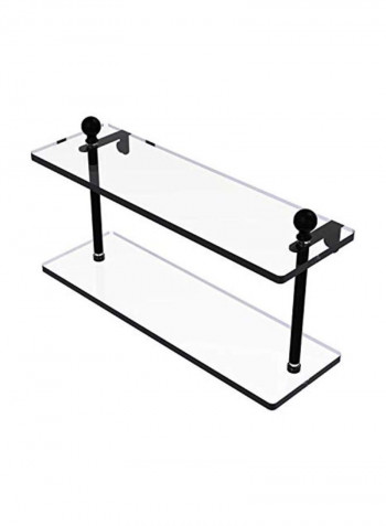 Mambo Collection Two-Tiered Glass Shelf Clear/Matte Black 16inch