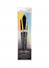 Black Velvet Watercolour Short Handle Brush Set Black/Silver