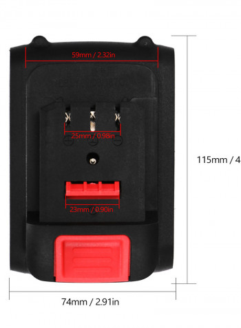 Multifunctional Impact Drill Electric Hammer With Two Batteries And Charger Black & Red 41.00 x 11.00 x 33.00cm