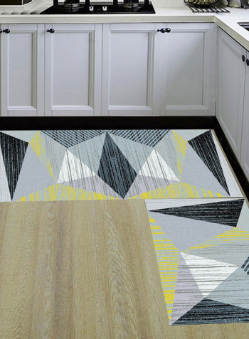 Geometric Pattern Washable Floor Mat Grey/Black 120x160centimeter