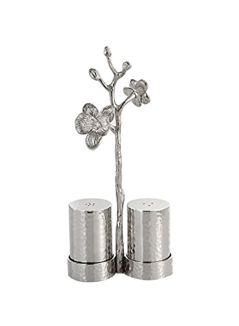 2-Piece Orchid Salt And Pepper Set Silver