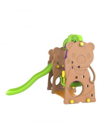 Indoor/Outdoor Bear Slide with Swing and Basketball 160x163x126cm