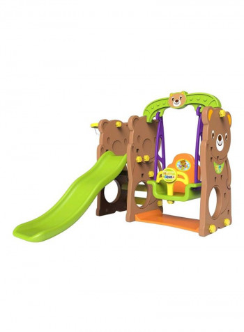 Indoor/Outdoor Bear Slide with Swing and Basketball 160x163x126cm