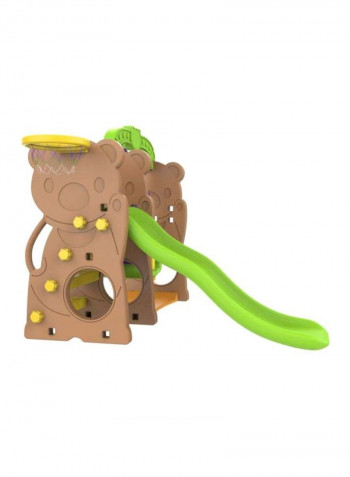 Indoor/Outdoor Bear Slide with Swing and Basketball 160x163x126cm