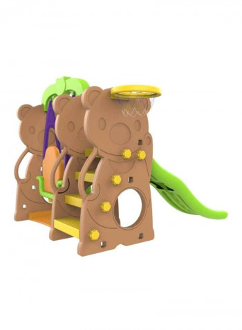 Indoor/Outdoor Bear Slide with Swing and Basketball 160x163x126cm