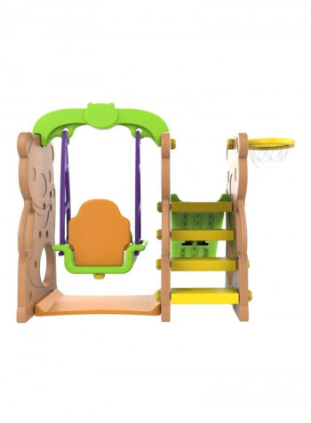 Indoor/Outdoor Bear Slide with Swing and Basketball 160x163x126cm