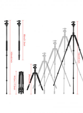 Portable Tripod With Ball Head Carry Bag Grey/Black