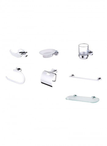 7-Piece Bathroom Accessories Set Silver