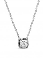 Sterling Silver Square Cubic Zirconia Pendant Necklace