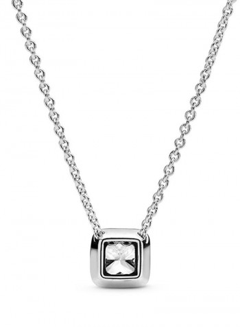 Sterling Silver Square Cubic Zirconia Pendant Necklace